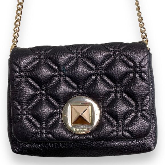 kate spade Handbags - Kate Spade Quilted Leather Crossbody Purse Bag Chain Strap Black Small Shoulder